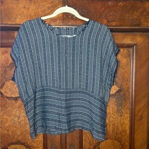 NWT Raquel Allegra-French Striped Boxy Fray Pop Over Top. Size 0 or US S